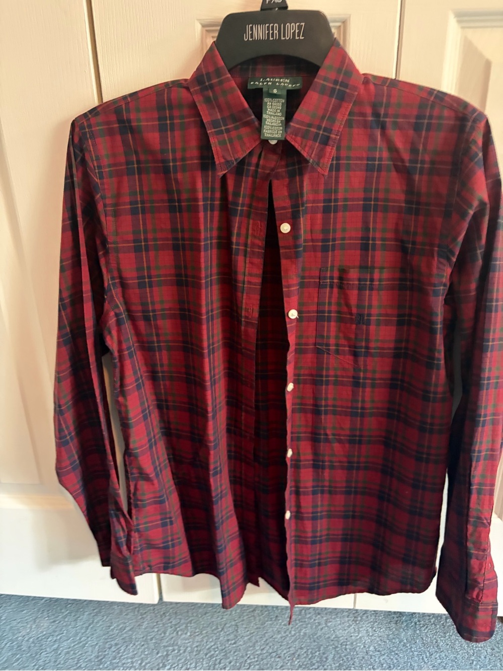 Ralph Lauren Red, Navy, and Green Plaid Button-Down Shirt